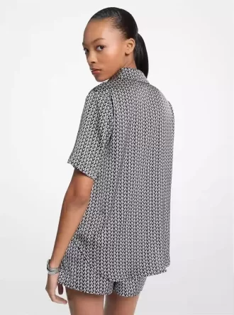 MK2000 Logo Print Satin Camp Shirt MK2000 Logo Print Satin Camp Shirt