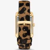 Monroe Gold-Tone and Leopard Print Calf Hair Watch