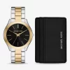 Oversized Aspyn Two-Tone Watch and Leather Card Case Gift Set