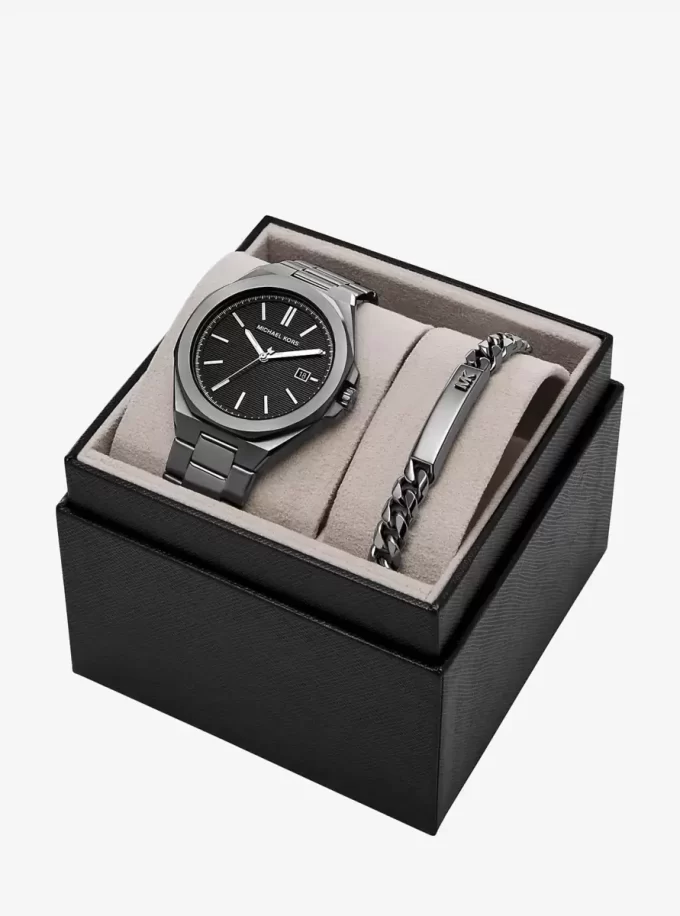Oversized Callum Gunmetal-Tone Watch and Jewelry Gift Set