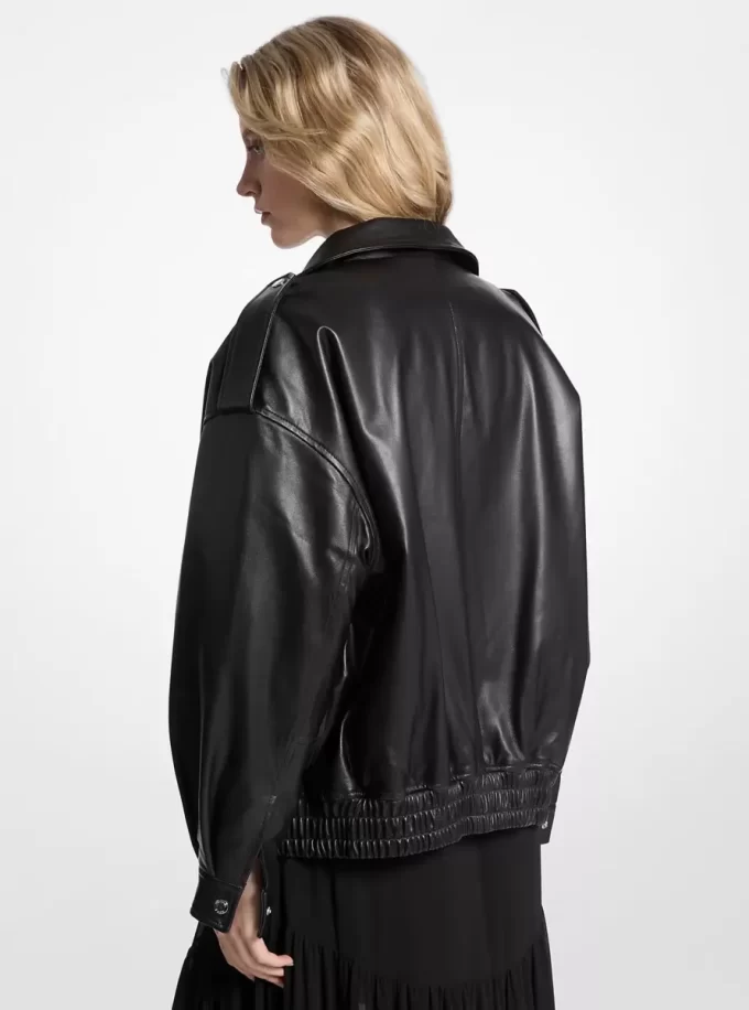 Oversized Leather Blouson Jacket