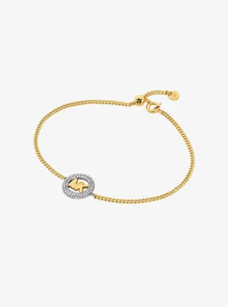 Pavé and Logo Charm Two-Tone Slider Bracelet
