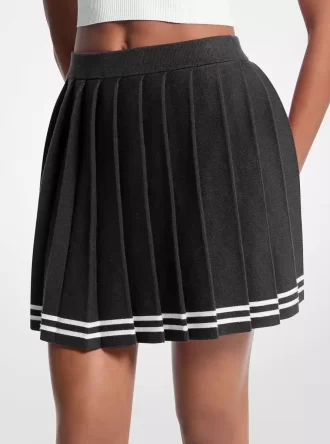 Pleated Cotton Blend Skirt
