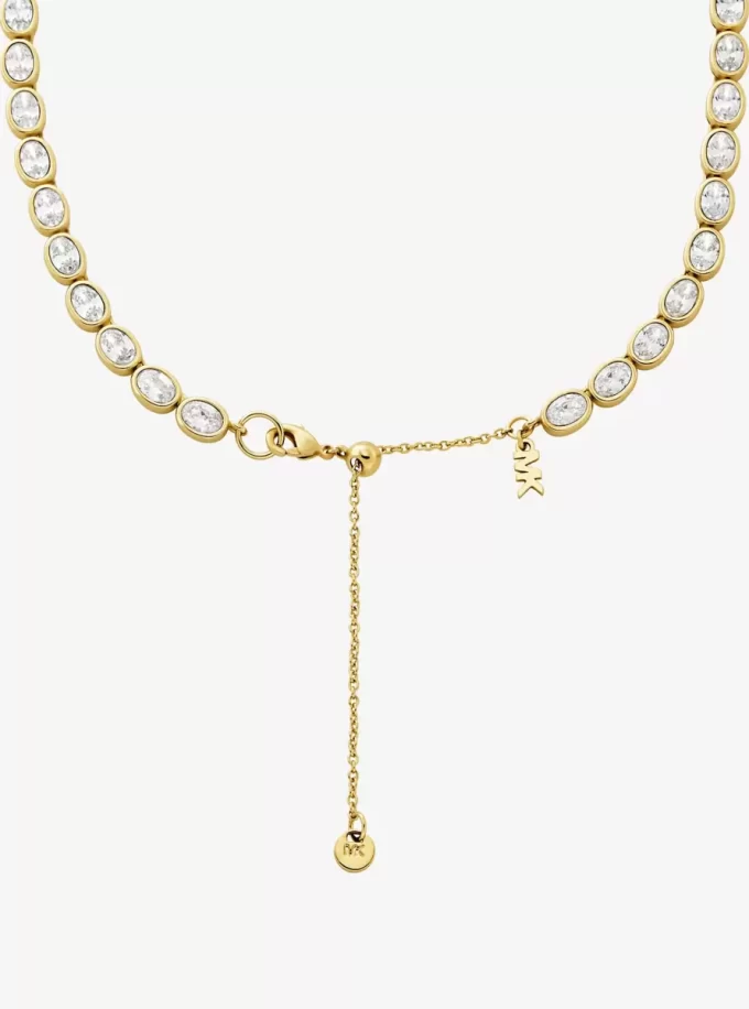 Precious Metal-Plated Cubic Zirconia Tennis Necklace