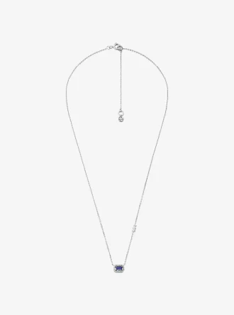 Precious Metal-Plated Sterling Silver Pavé Halo Necklace