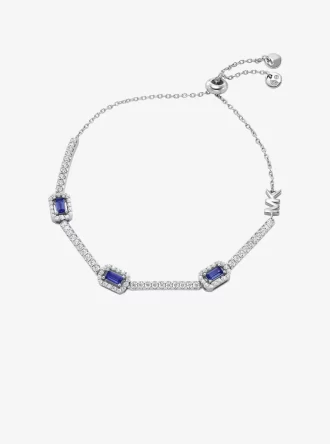 Precious Metal-Plated Sterling Silver Pavé Halo Slider Bracelet