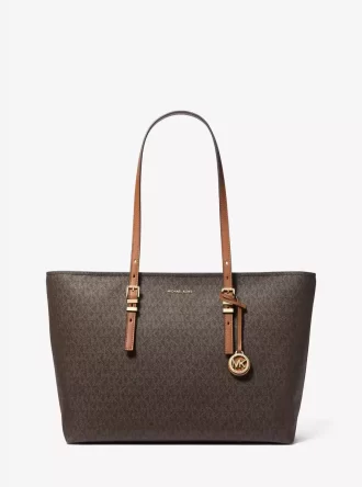 Quinn Large Signature Logo and Leather Tote Bag