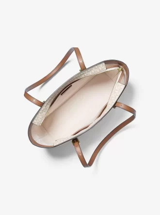 Quinn Medium Signature Logo and Leather Tote Bag