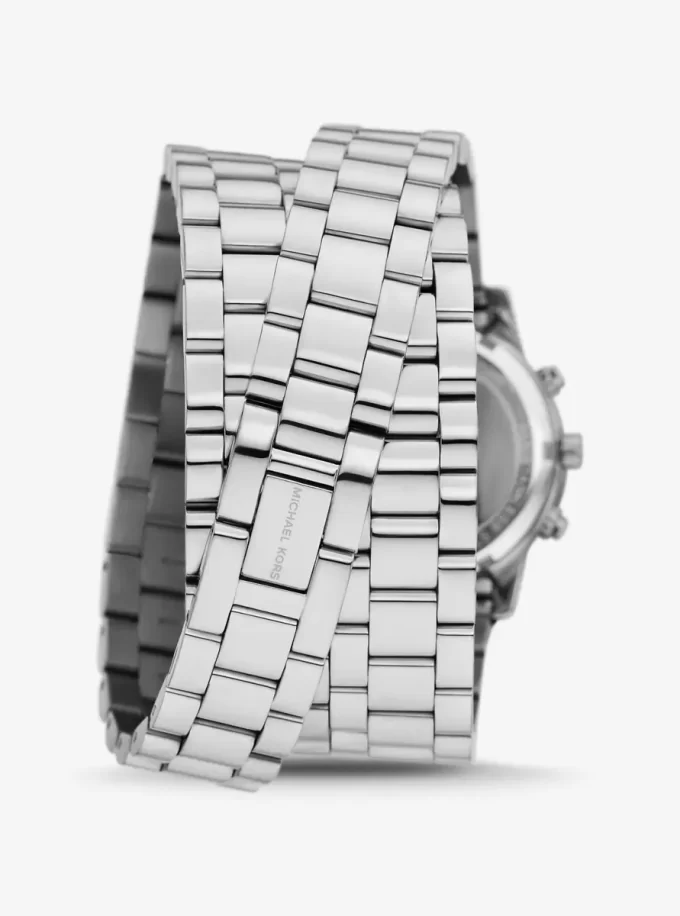 Runway Rhodium-Plated Stainless Steel Triple Wrap Watch
