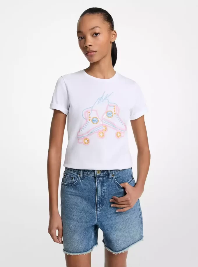 Sequined Graphic Cotton T-Shirt