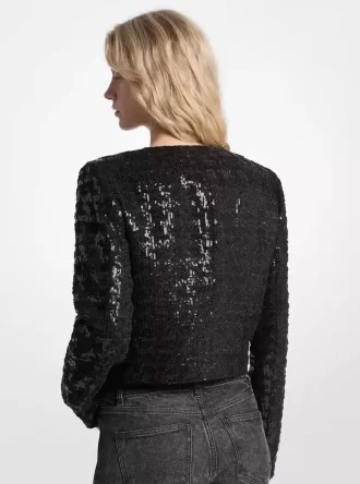 Sequined Tweed Cropped Jacket