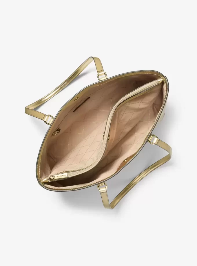 Sheila Large Metallic Two-Tone Signature Logo Tote Bag Sheila Large Metallic Two-Tone Signature Logo Tote Bag