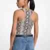 Snake Print Scoop-Neck Bodysuit