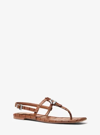 Sofia Crocodile Embossed Leather Sandal
