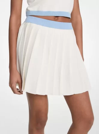 Stretch Knit Pleated Mini Skirt