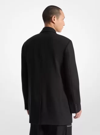 Stretch Wool Flannel Double-Breasted Blazer