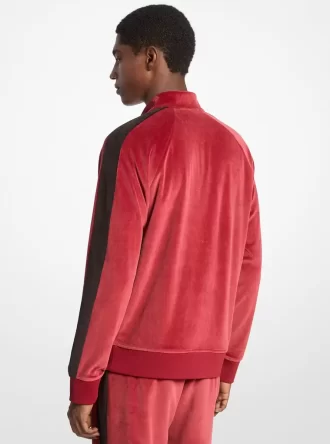 Stripe Velour Zip-Up Jacket