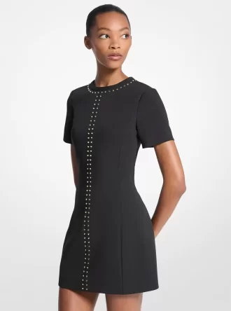 Studded Stretch Crepe Shift Dress