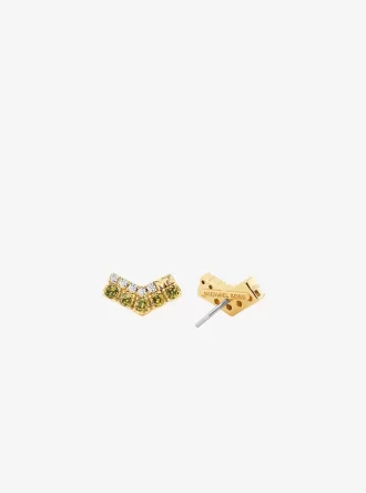 Two-Tone Pavé Chevron Stud Earrings