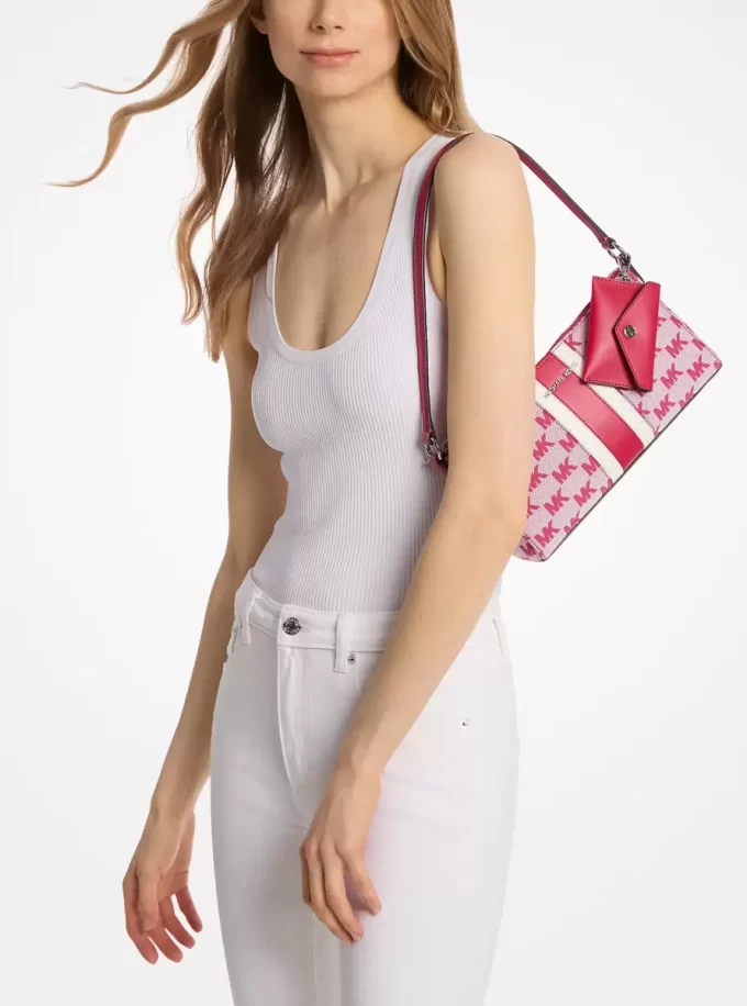 Vincent Medium Logo Jacquard Pochette with Card Case Vincent Medium Logo Jacquard Pochette with Card Case