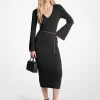 Wool Blend Belted Midi Dress